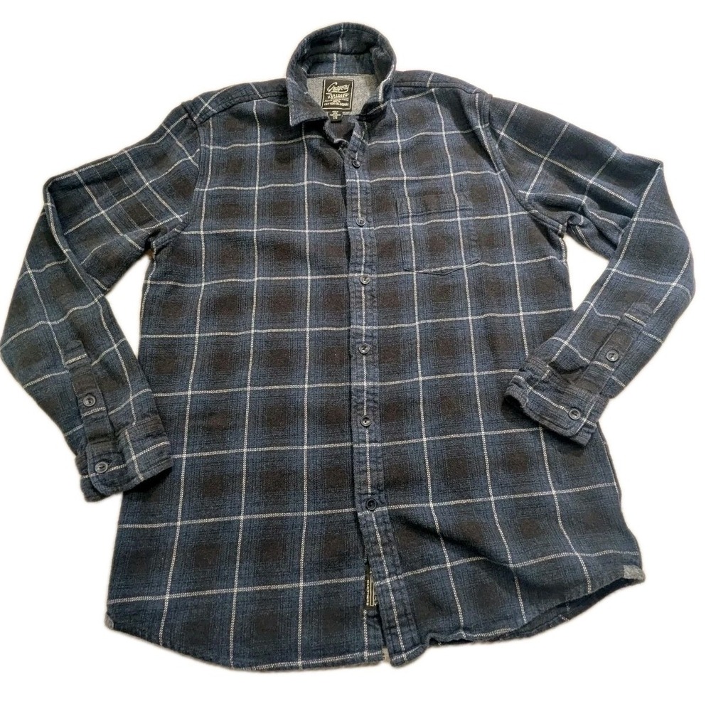 Grayers Heritage Flannel Shirt Mens Large Blue‎ Plaid Windowpane Cotton Soft
